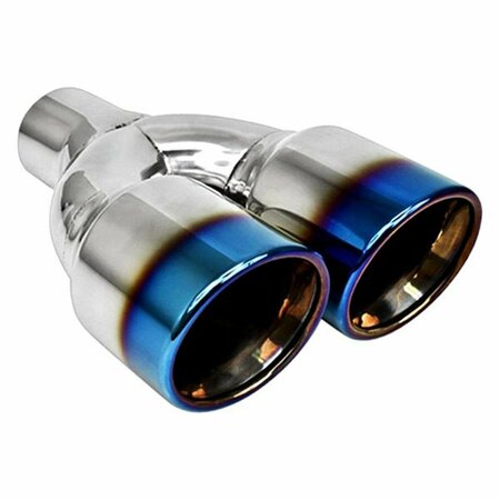 LASTPLAY 2.25 x 7 in. Blue Flame Series Round Rolled Edge Angle Cut Double-Wall Exhaust Tip LA3639138